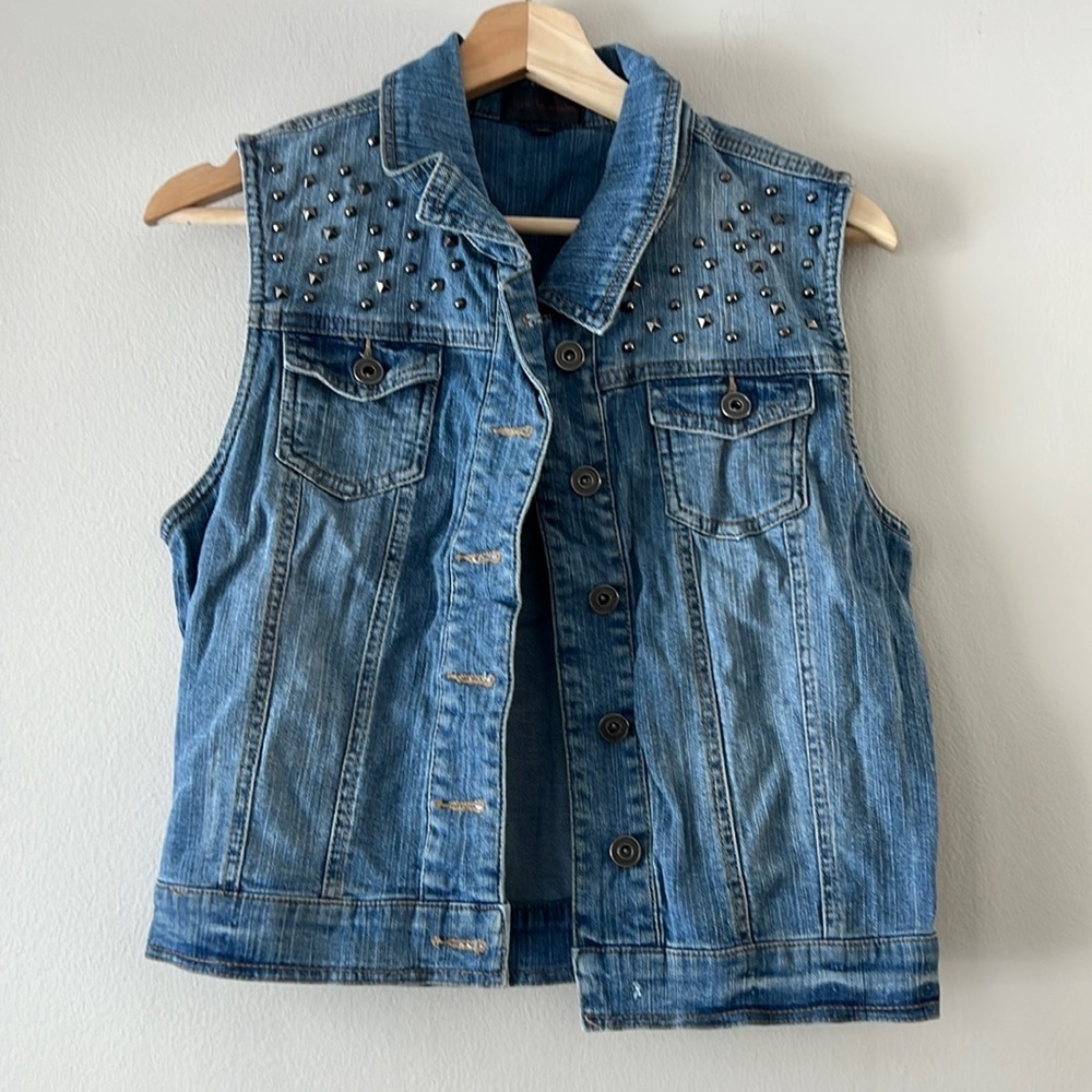 Studded denim vest